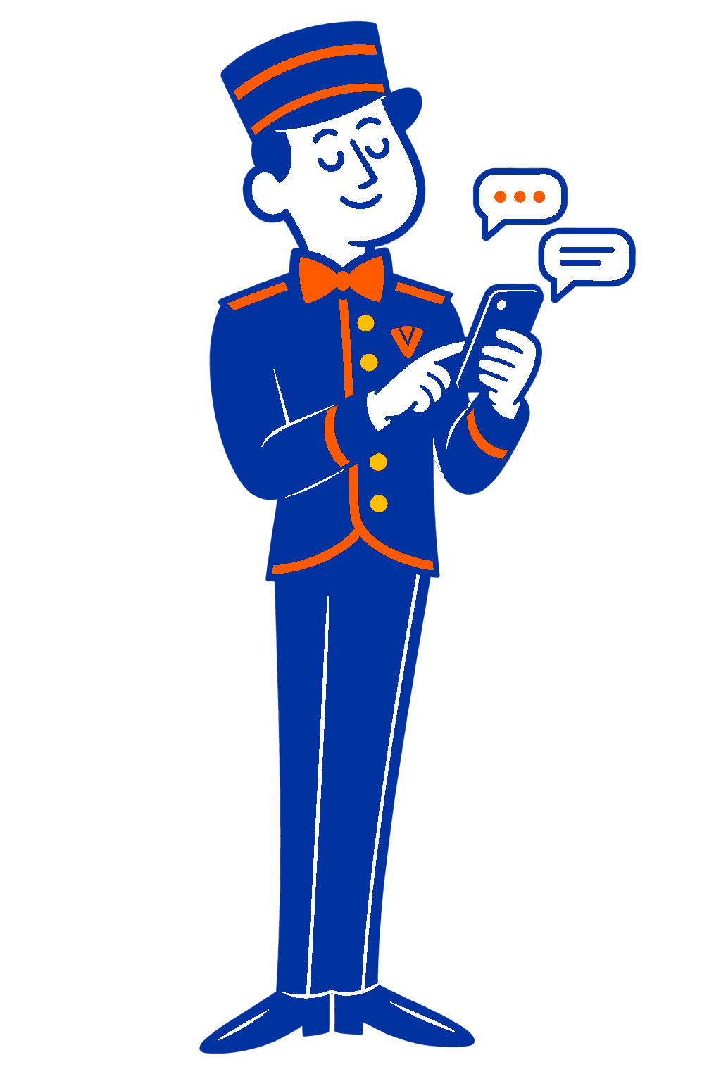 The valet replying to a text