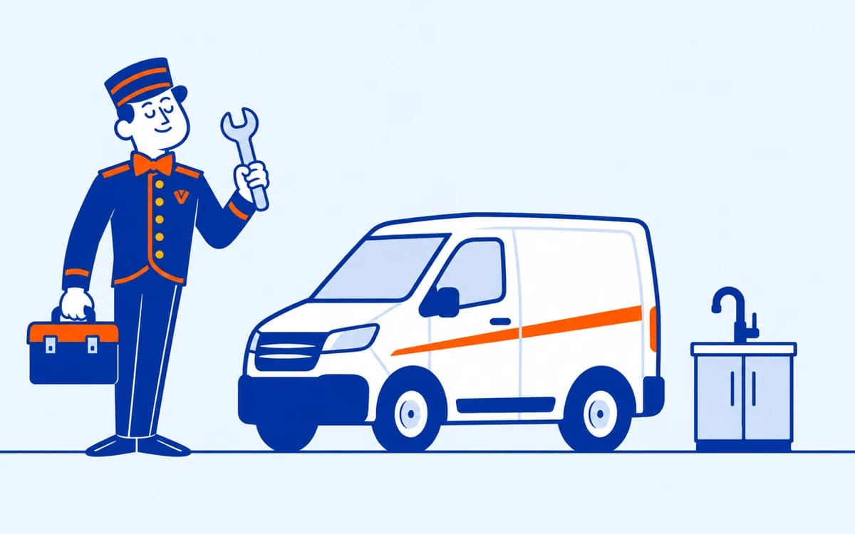 The valet beside a service van